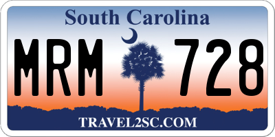 SC license plate MRM728