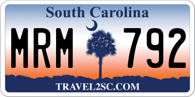 SC license plate MRM792