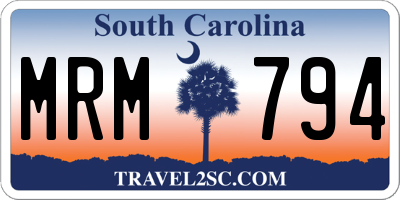 SC license plate MRM794