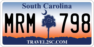 SC license plate MRM798