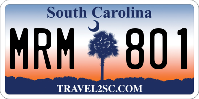 SC license plate MRM801