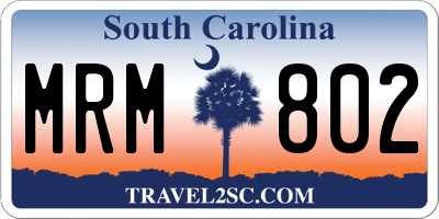 SC license plate MRM802