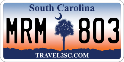 SC license plate MRM803
