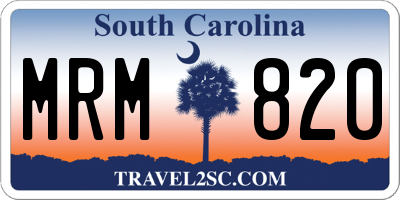 SC license plate MRM820