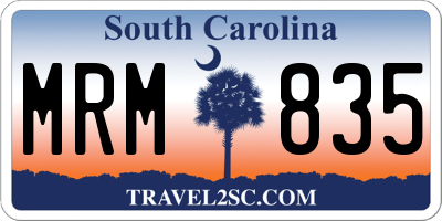 SC license plate MRM835