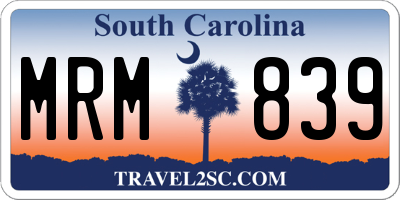 SC license plate MRM839