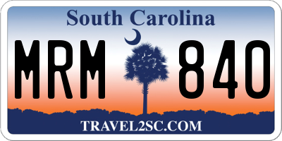 SC license plate MRM840