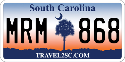 SC license plate MRM868