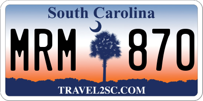 SC license plate MRM870