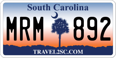 SC license plate MRM892