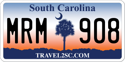 SC license plate MRM908