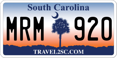 SC license plate MRM920