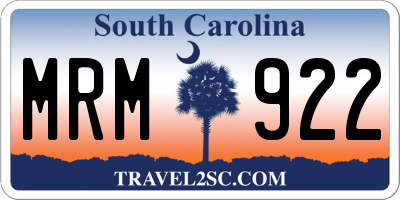 SC license plate MRM922