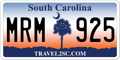 SC license plate MRM925