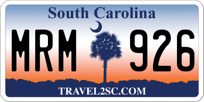 SC license plate MRM926