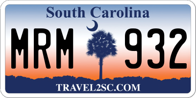 SC license plate MRM932