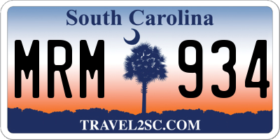 SC license plate MRM934