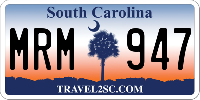 SC license plate MRM947