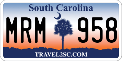 SC license plate MRM958
