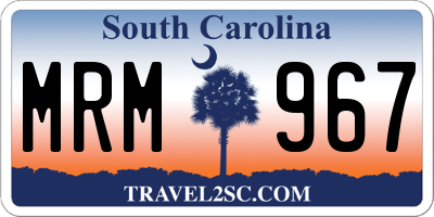 SC license plate MRM967