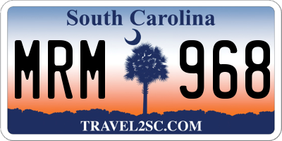 SC license plate MRM968
