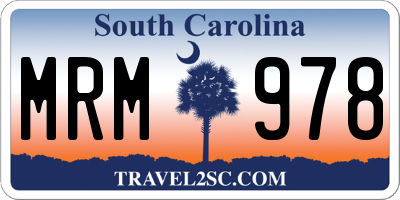 SC license plate MRM978