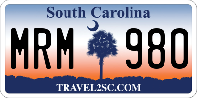 SC license plate MRM980