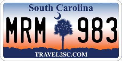 SC license plate MRM983