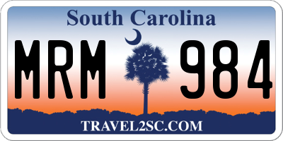 SC license plate MRM984