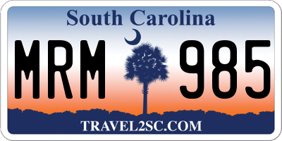 SC license plate MRM985