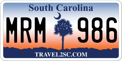 SC license plate MRM986