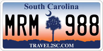 SC license plate MRM988