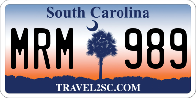SC license plate MRM989