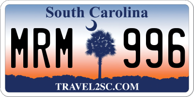 SC license plate MRM996