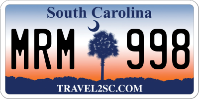 SC license plate MRM998