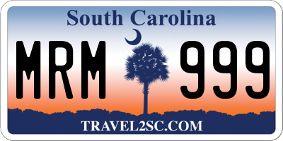 SC license plate MRM999