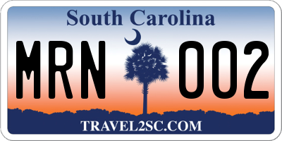 SC license plate MRN002