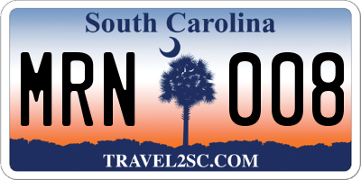 SC license plate MRN008
