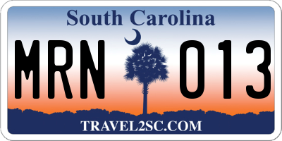 SC license plate MRN013