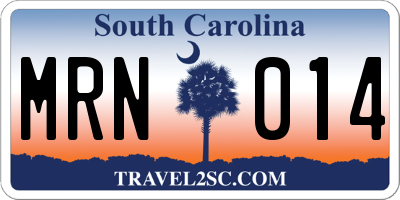 SC license plate MRN014