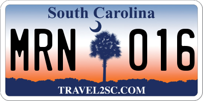 SC license plate MRN016