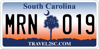 SC license plate MRN019