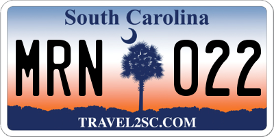 SC license plate MRN022