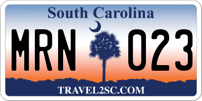 SC license plate MRN023