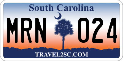 SC license plate MRN024