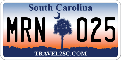SC license plate MRN025