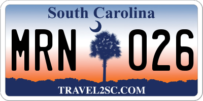 SC license plate MRN026
