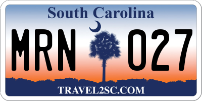 SC license plate MRN027