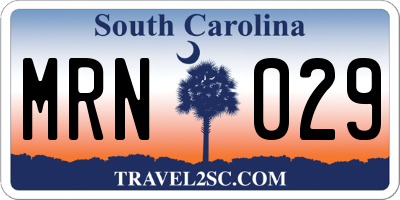 SC license plate MRN029