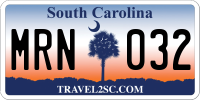 SC license plate MRN032